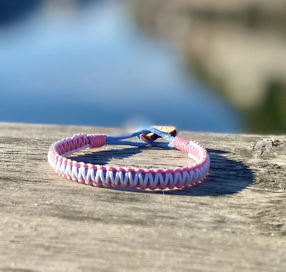 Action Taker 1KG - Himmelsblå, Korallrosa & Saltvit, armband CleanSea