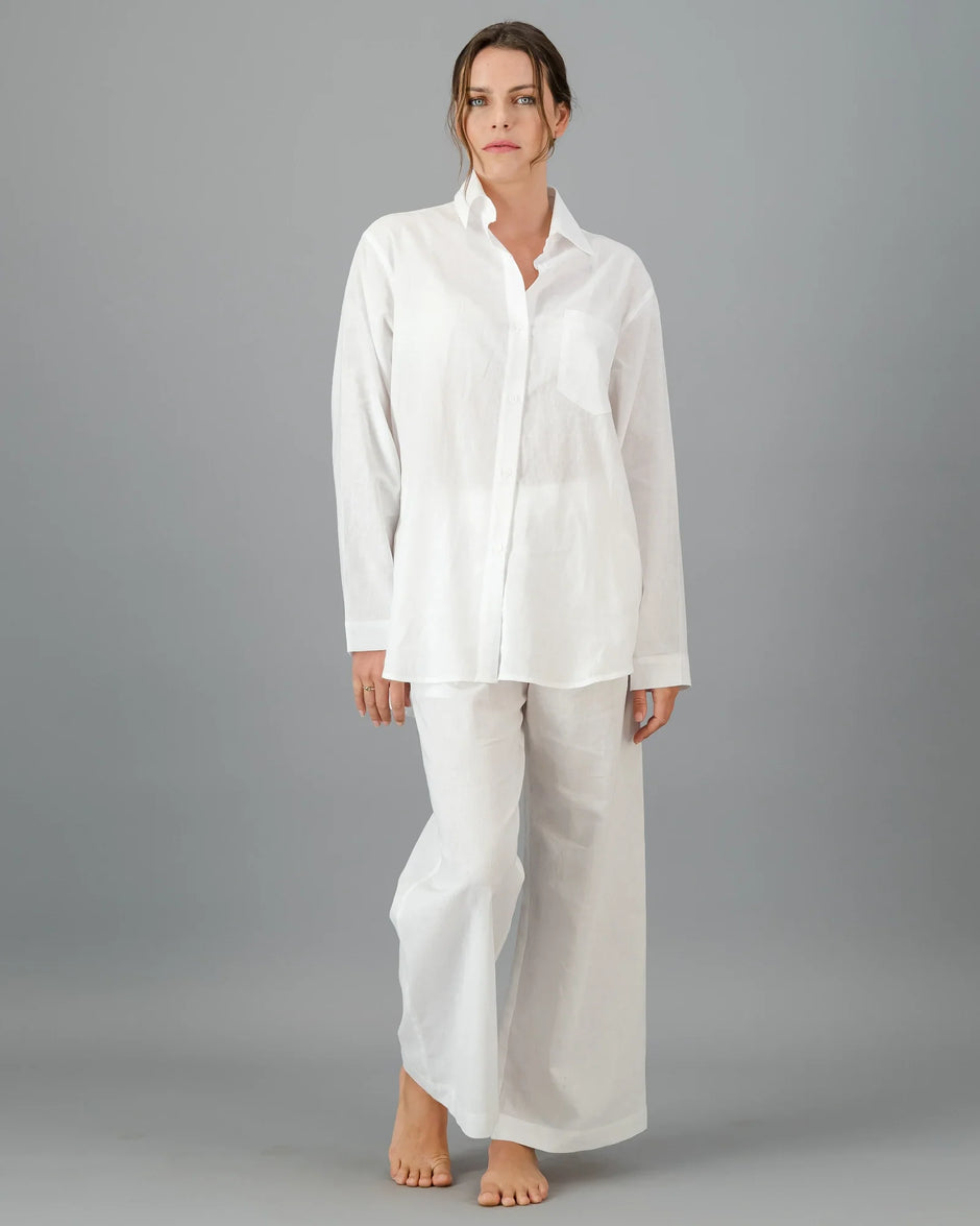 Vit Linneskjorta Dam - Oversize, Woodstock Laundry