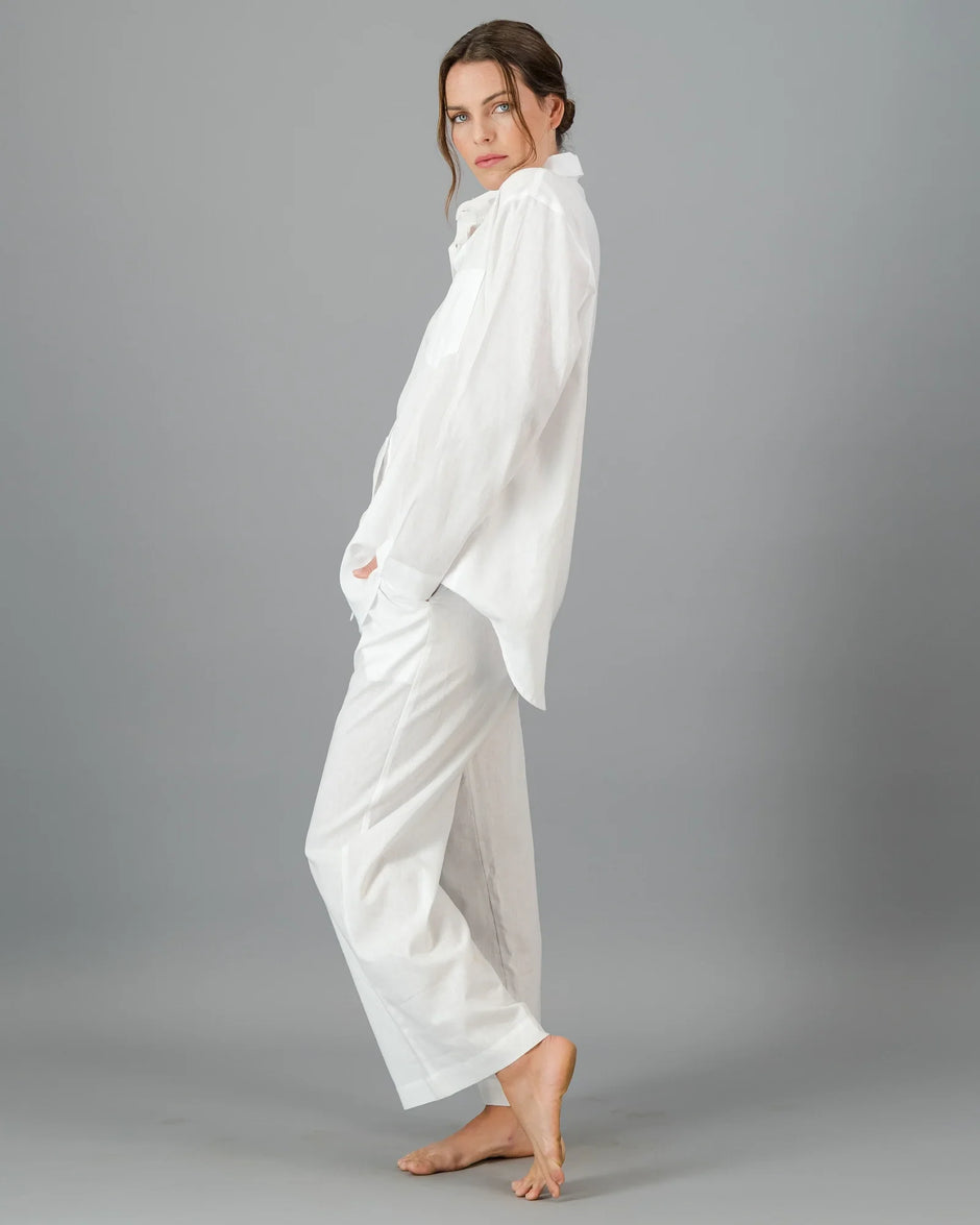 Vit Linneskjorta Dam - Oversize, Woodstock Laundry