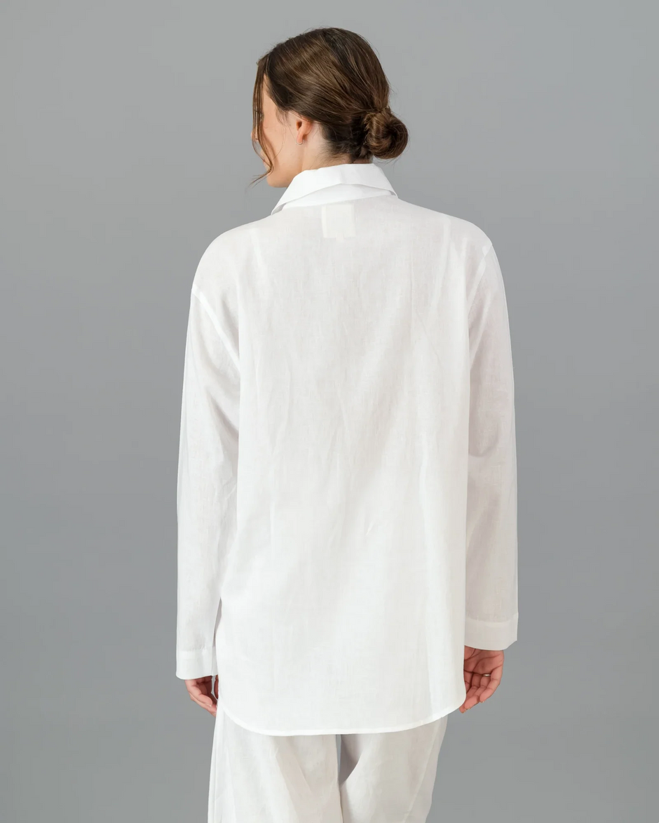 Vit Linneskjorta Dam - Oversize, Woodstock Laundry